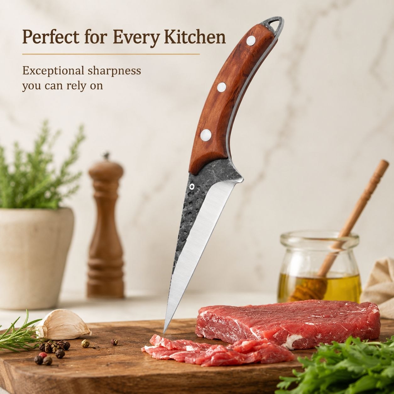 Premium Hand-Forged Boning & BBQ Knife | Full Tang Stainless Steel