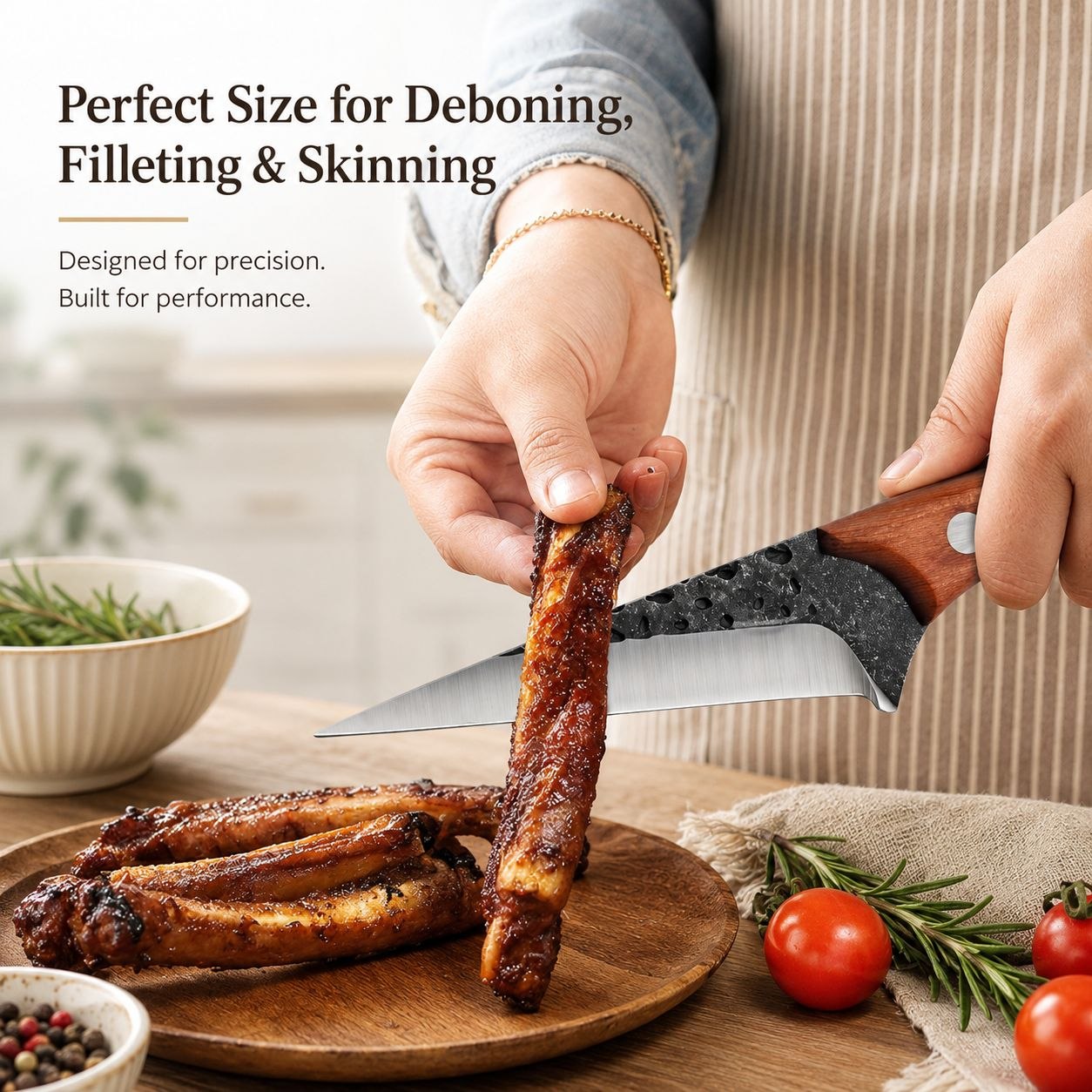 Premium Hand-Forged Boning & BBQ Knife | Full Tang Stainless Steel