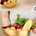3-in-1 Stainless Steel Rice Washing & Strainer Bowl with Side Drainer