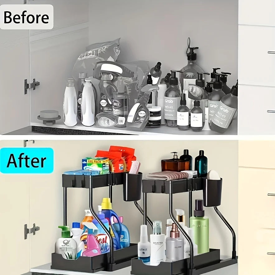 Premium 2-Tier Under Sink Organizer/kitchen & Bathroom storage