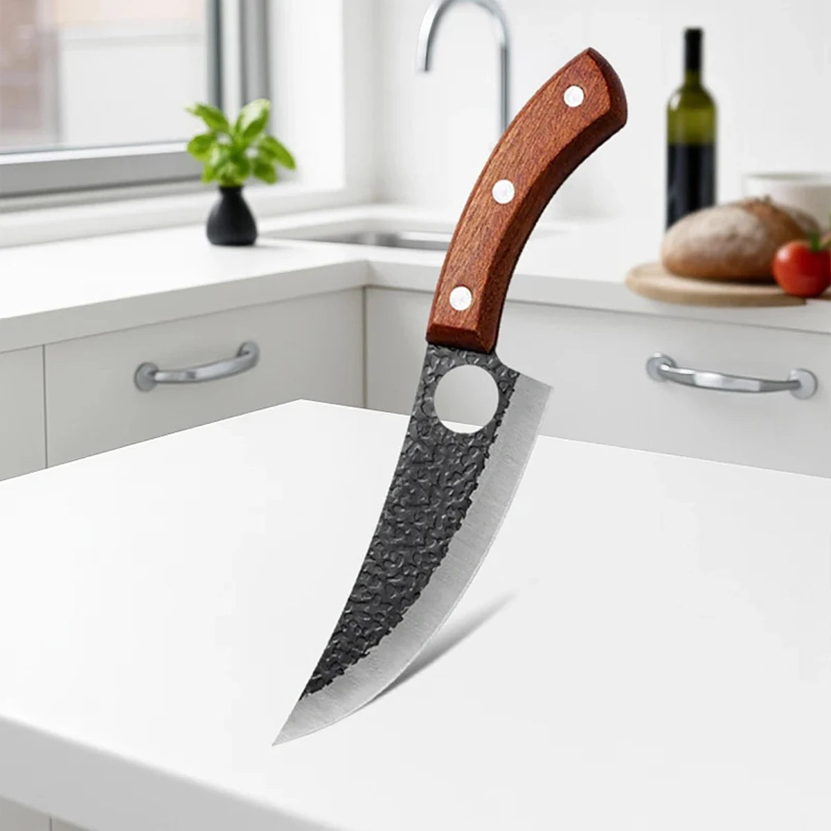 Premium Hand-Forged Butcher Knife with Wooden Handle