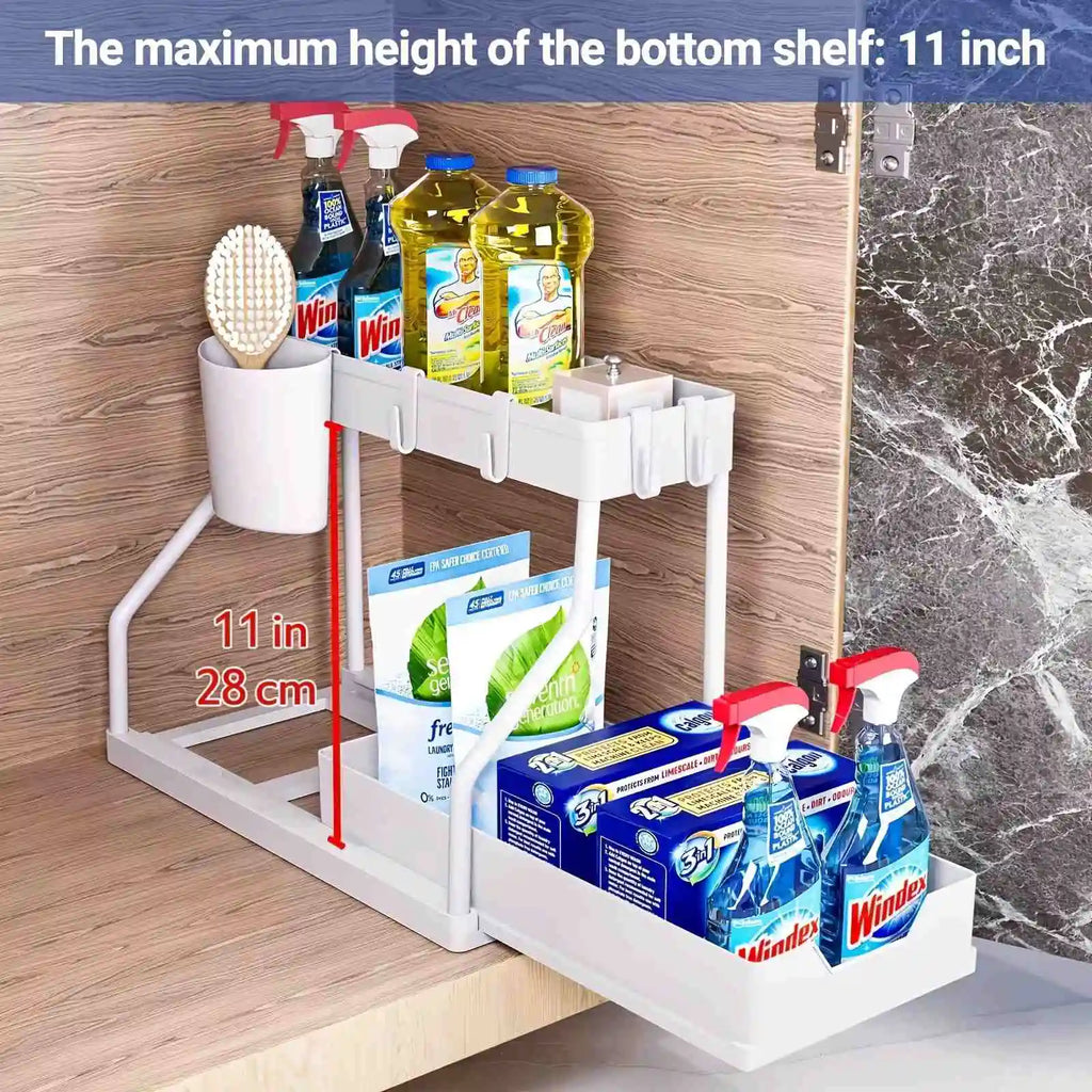 Premium 2-Tier Under Sink Organizer/kitchen & Bathroom storage