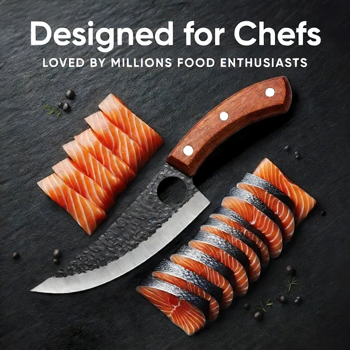 Premium Hand-Forged Butcher Knife with Wooden Handle