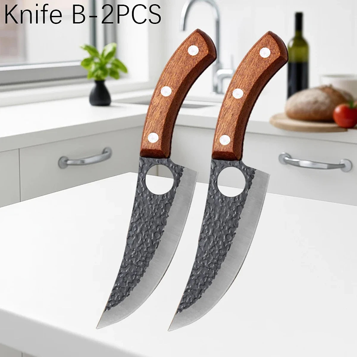 Premium Hand-Forged Butcher Knife with Wooden Handle