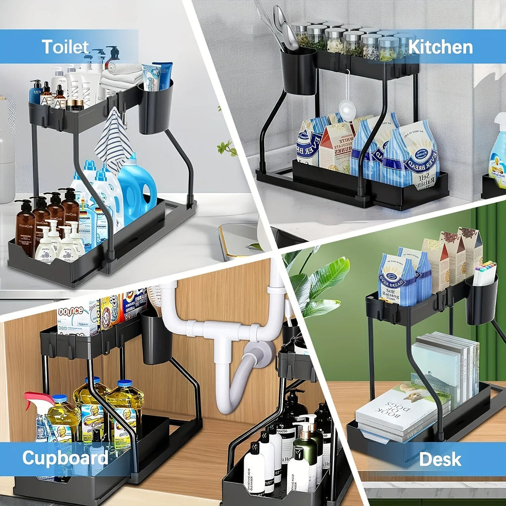 Premium 2-Tier Under Sink Organizer/kitchen & Bathroom storage