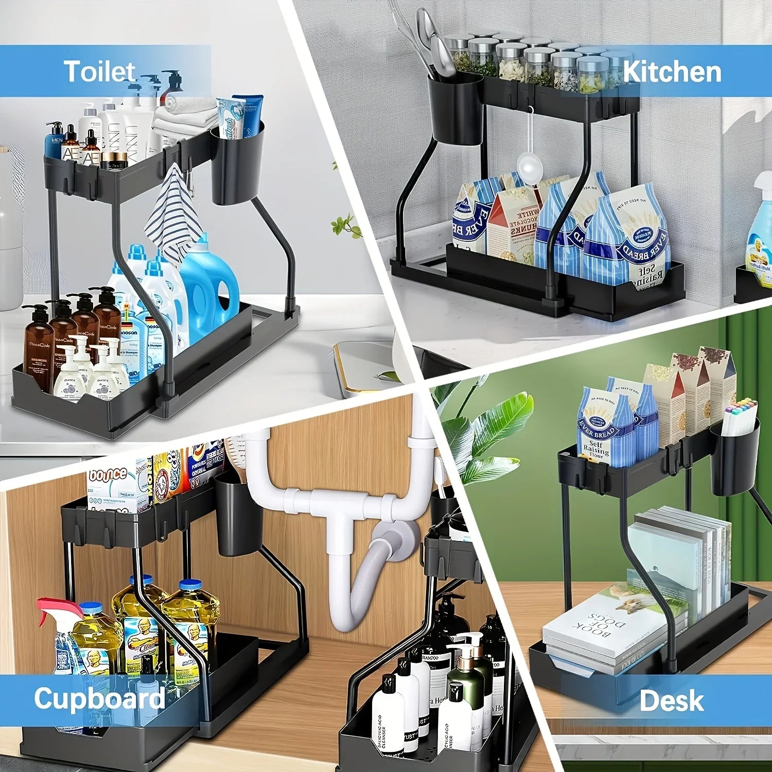 Premium 2-Tier Under Sink Organizer/kitchen & Bathroom storage