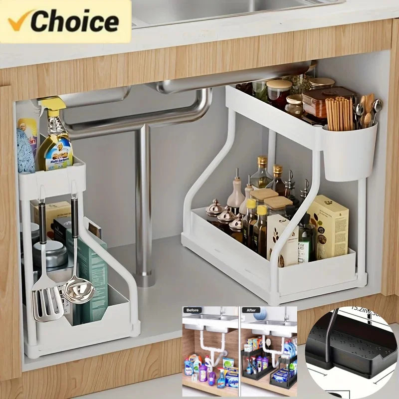 Premium 2-Tier Under Sink Organizer/kitchen & Bathroom storage