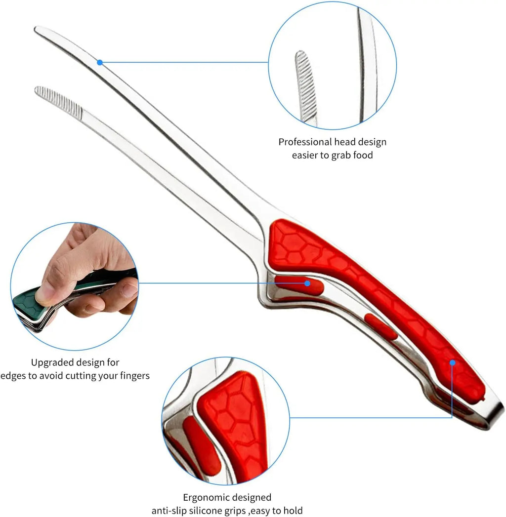 Premium Stainless Steel BBQ & Kitchen Tongs | Heat-Resistant Non-Slip Grip
