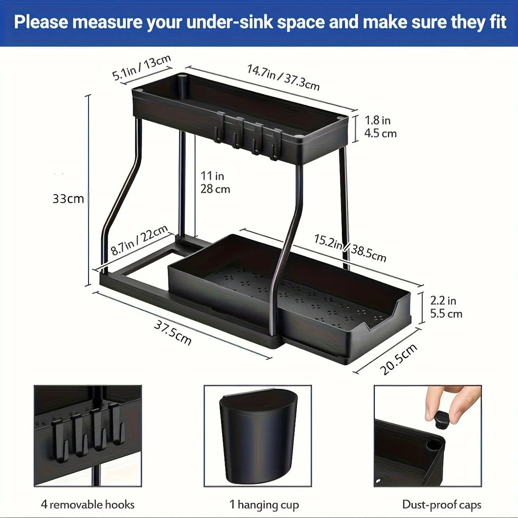 Premium 2-Tier Under Sink Organizer/kitchen & Bathroom storage
