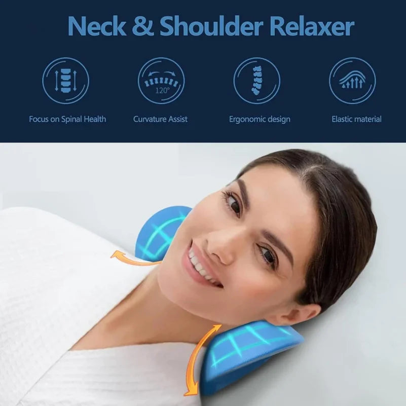 Ergonomic Cervical Neck Traction Pillow – V-Shaped Neck Stretcher with Massage Points & Shoulder Support