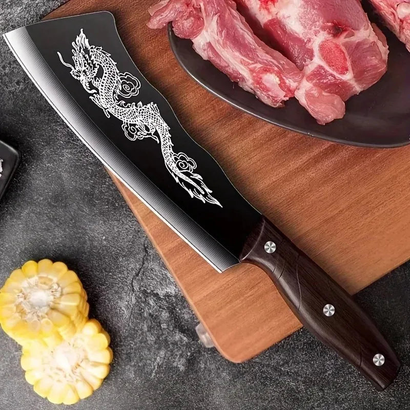 Premium Stainless Steel Butcher Knife with Wood Handle
