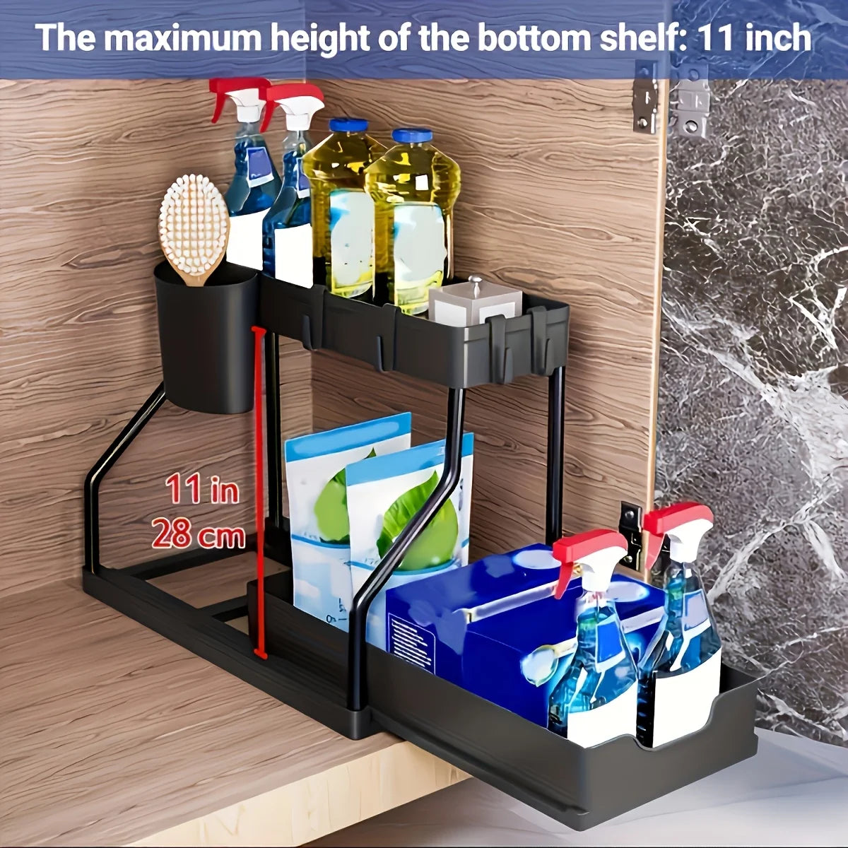 Premium 2-Tier Under Sink Organizer/kitchen & Bathroom storage