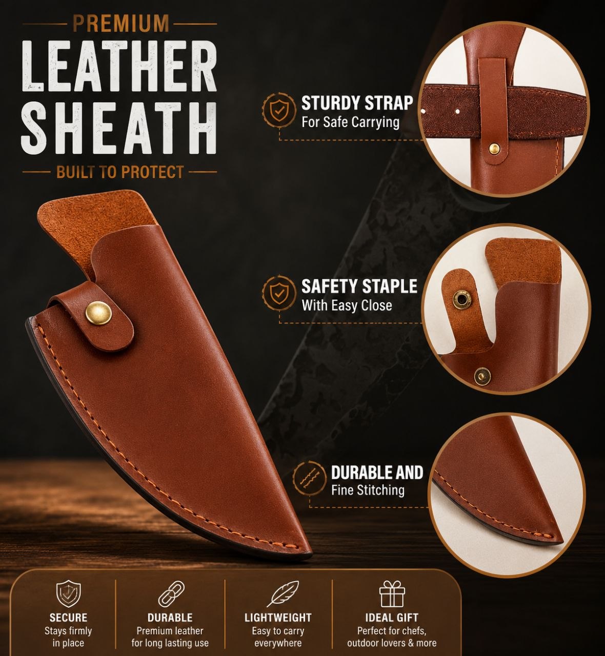 Premium High Carbon Boning Knife with Leather Sheath