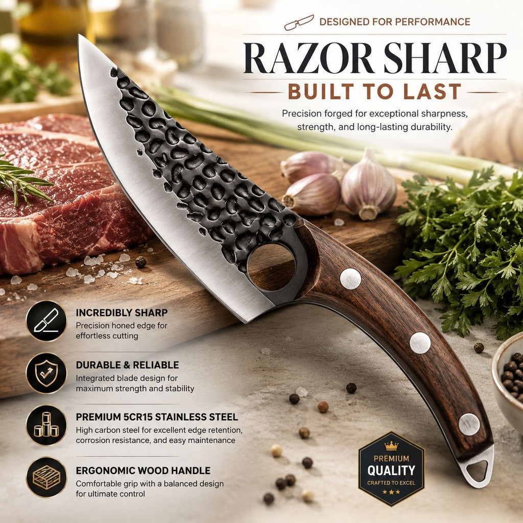 Premium High Carbon Boning Knife with Leather Sheath