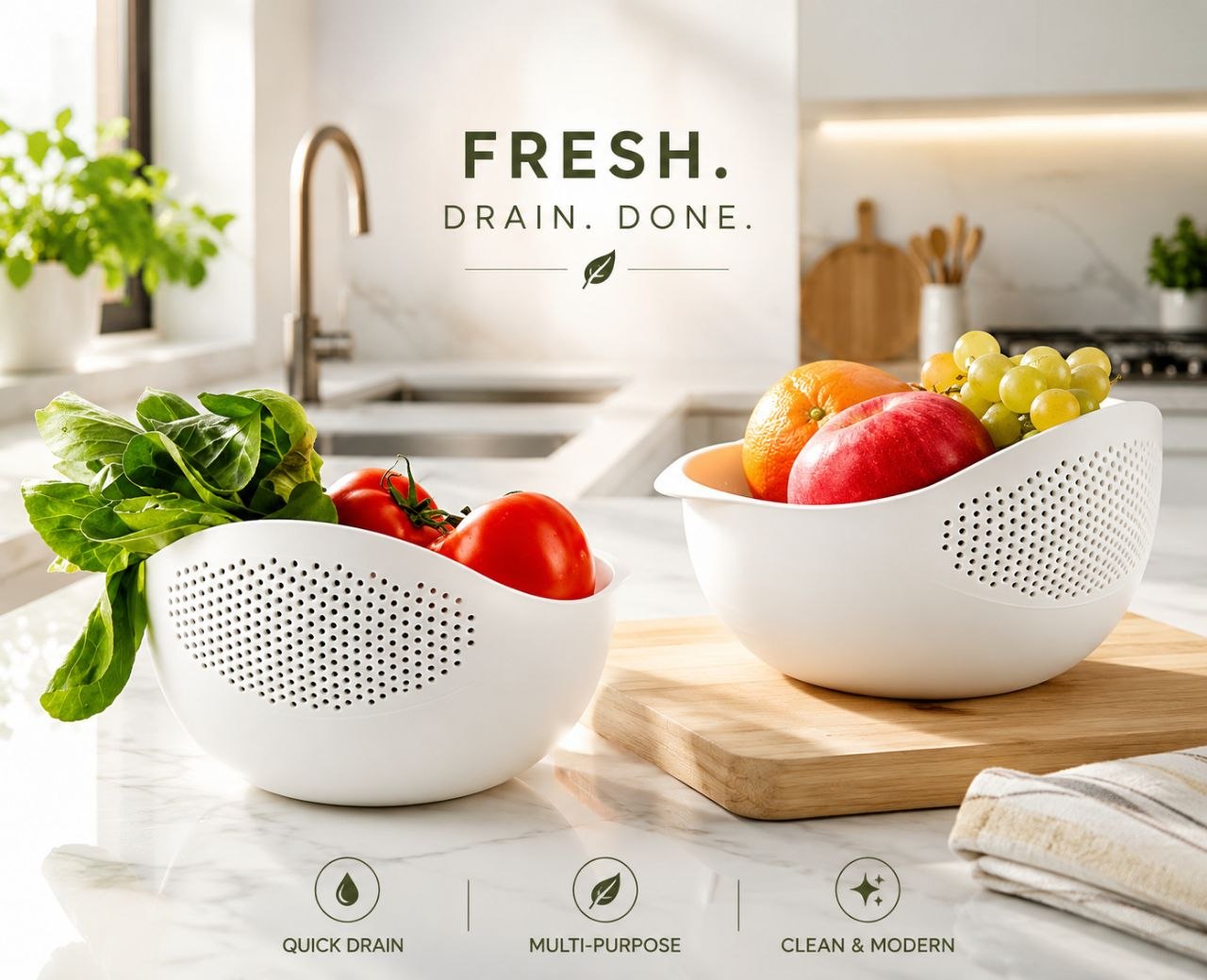 Premium Multi-Purpose Rice Washing & Drain Basket | Fruit & Vegetable Strainer