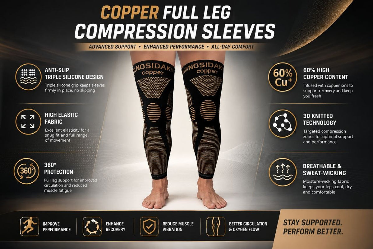 Copper Compression Leg Sleeve – Knee Support, Comfort & Breathable Fit for Men & Women