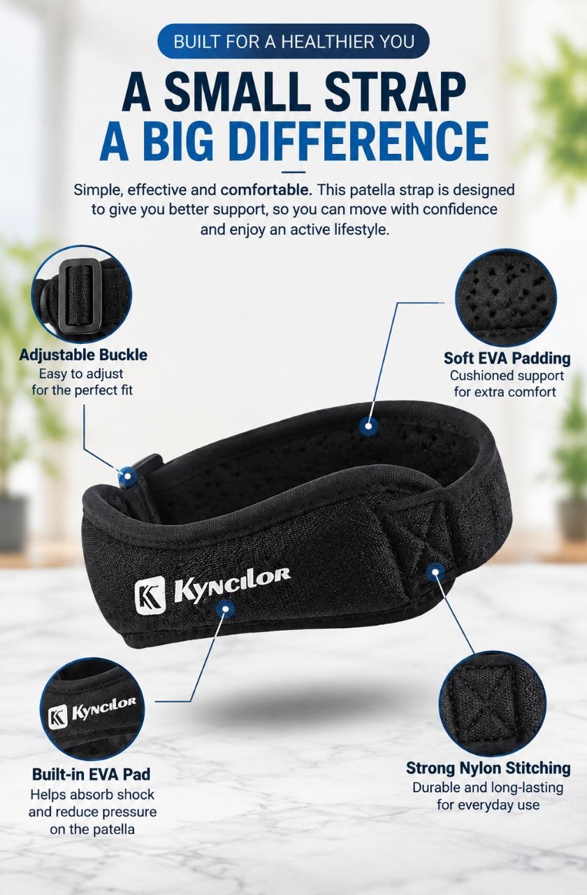 Adjustable Patella Knee Support Strap – Compression Brace for Sports & Exercise