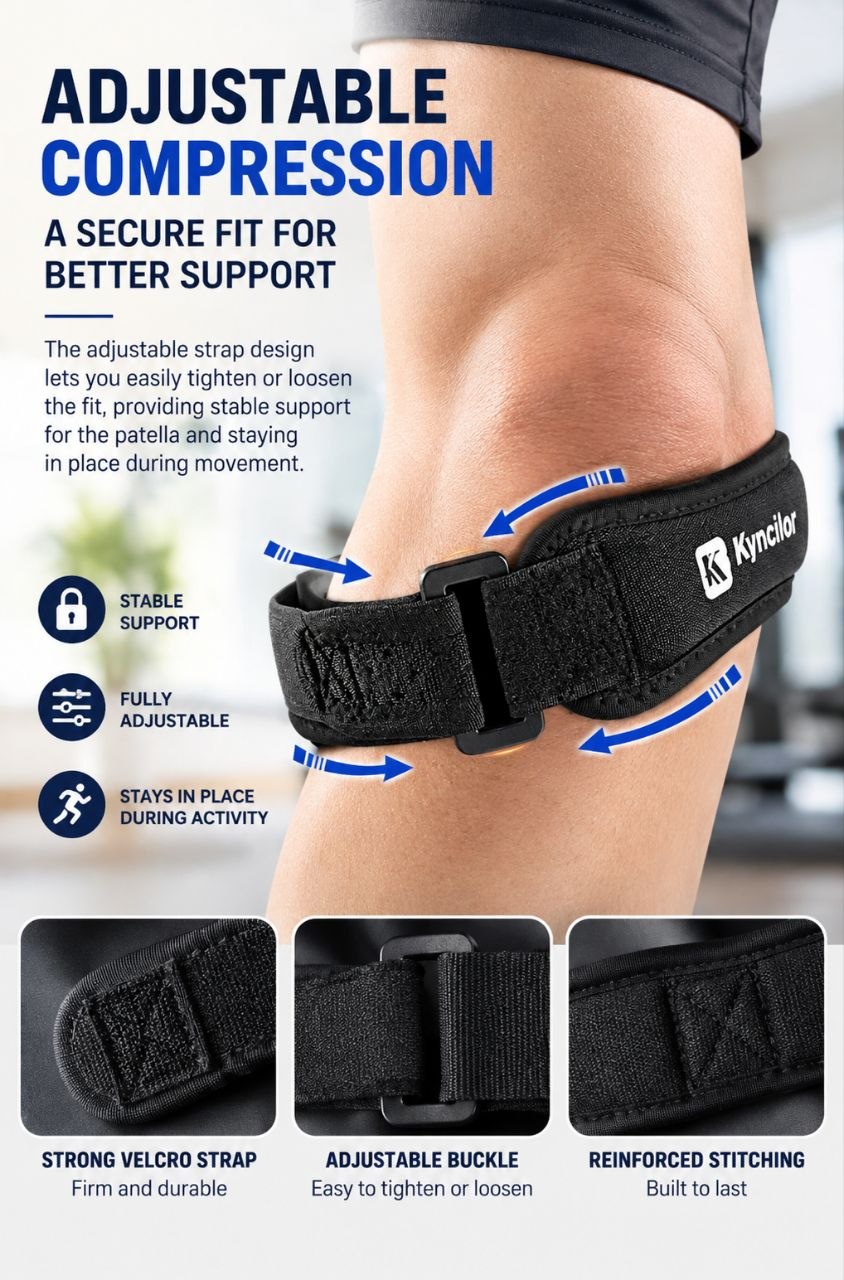 Adjustable Patella Knee Support Strap – Compression Brace for Sports & Exercise