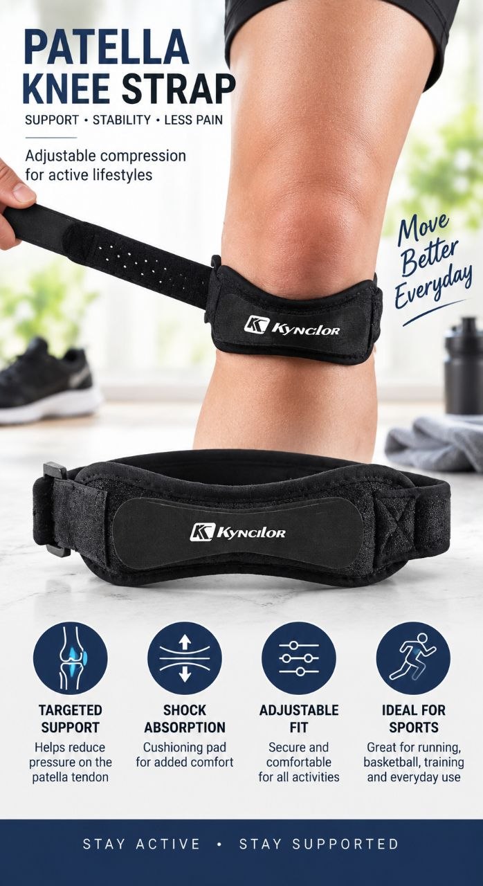 Adjustable Patella Knee Support Strap – Compression Brace for Sports & Exercise