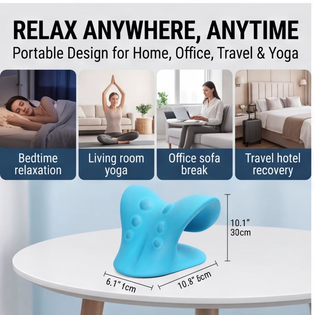 Ergonomic Cervical Neck Traction Pillow – V-Shaped Neck Stretcher with Massage Points & Shoulder Support