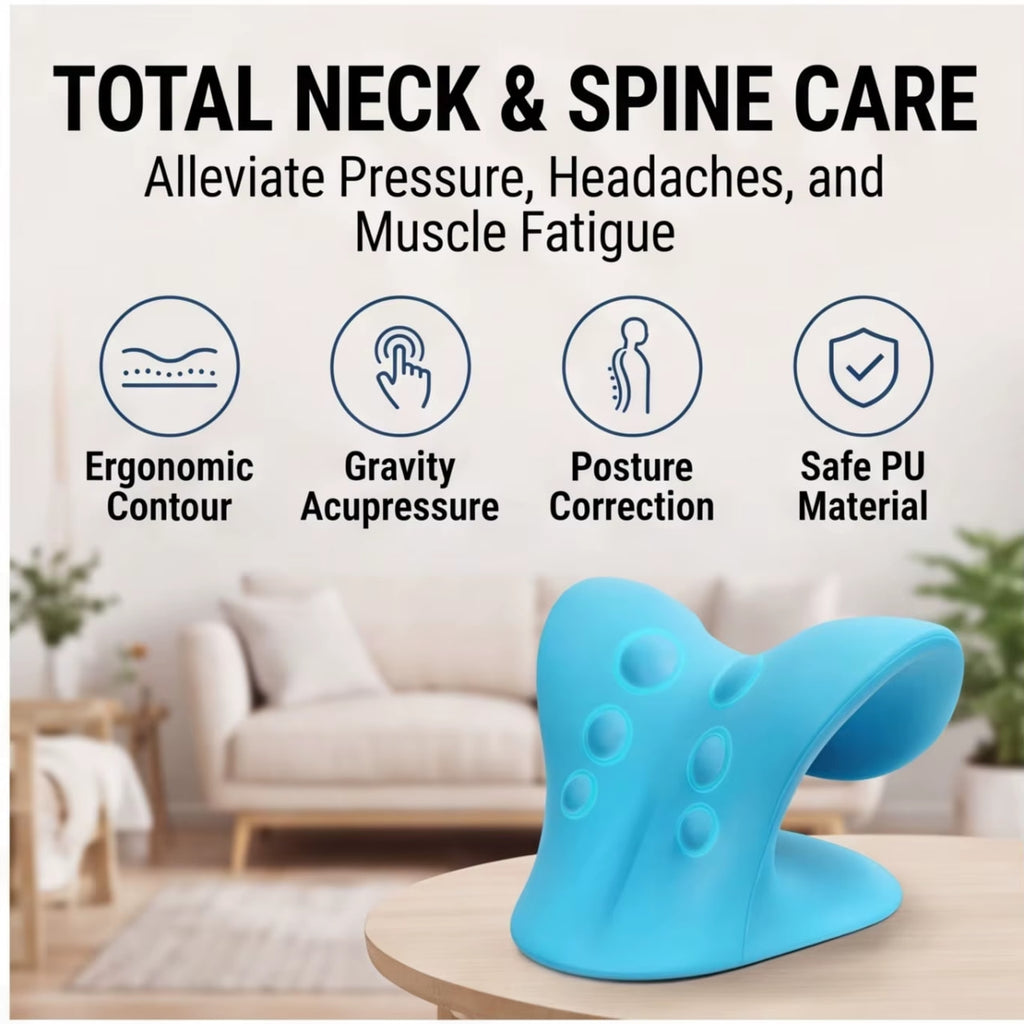 Ergonomic Cervical Neck Traction Pillow – V-Shaped Neck Stretcher with Massage Points & Shoulder Support
