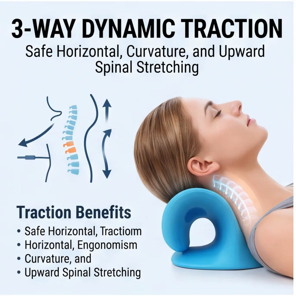Ergonomic Cervical Neck Traction Pillow – V-Shaped Neck Stretcher with Massage Points & Shoulder Support