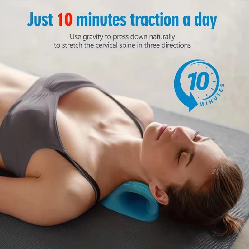 Ergonomic Cervical Neck Traction Pillow – V-Shaped Neck Stretcher with Massage Points & Shoulder Support