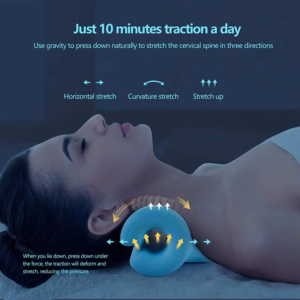 Ergonomic Cervical Neck Traction Pillow – V-Shaped Neck Stretcher with Massage Points & Shoulder Support
