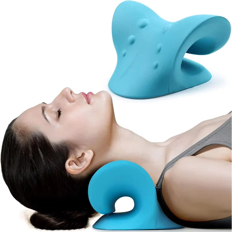 Ergonomic Cervical Neck Traction Pillow – V-Shaped Neck Stretcher with Massage Points & Shoulder Support