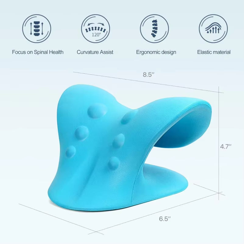 Ergonomic Cervical Neck Traction Pillow – V-Shaped Neck Stretcher with Massage Points & Shoulder Support