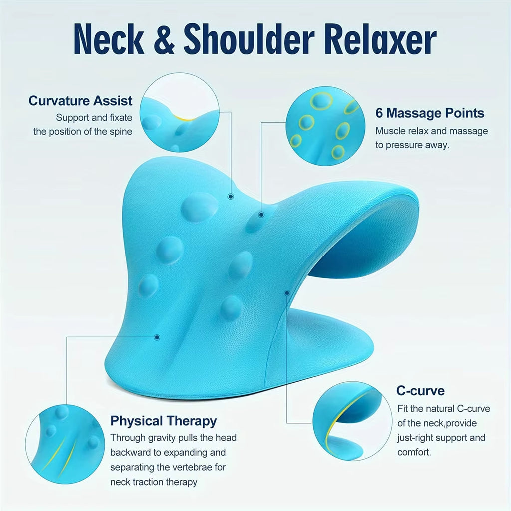 Ergonomic Cervical Neck Traction Pillow – V-Shaped Neck Stretcher with Massage Points & Shoulder Support