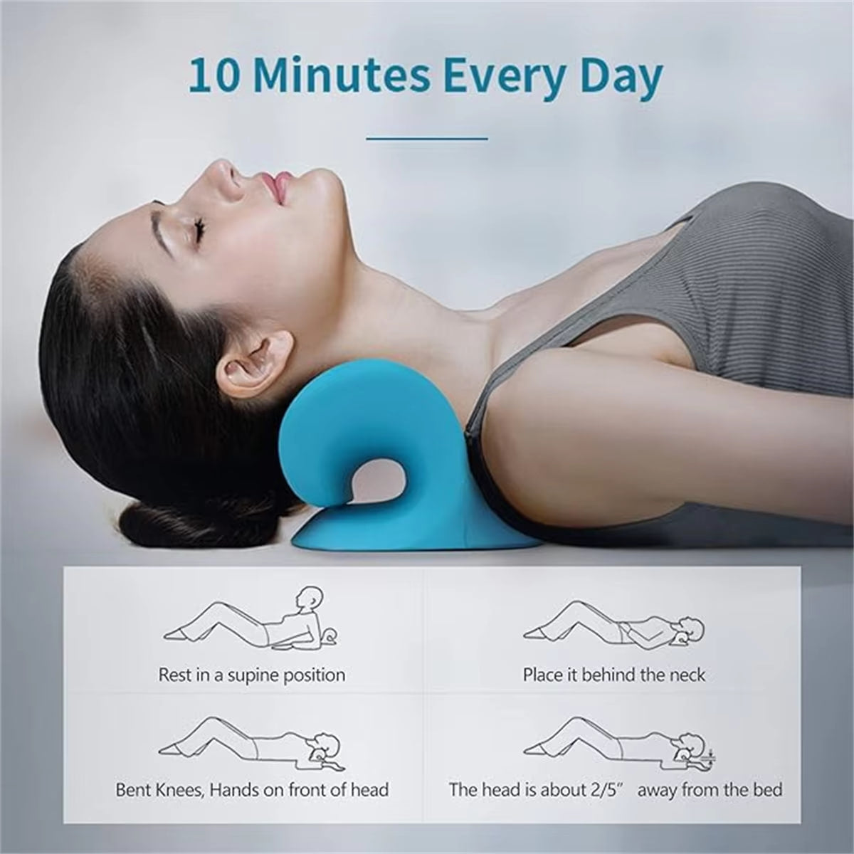 Ergonomic Cervical Neck Traction Pillow – V-Shaped Neck Stretcher with Massage Points & Shoulder Support
