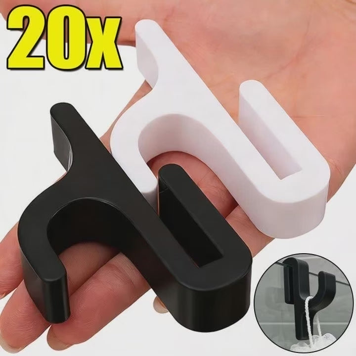 No-Drill Shower Door Hooks for 6mm Glass – Robe & Towel Hangers, White/Black